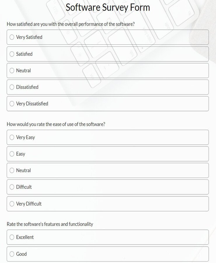 Free Online Software Survey Template | 123FormBuilder